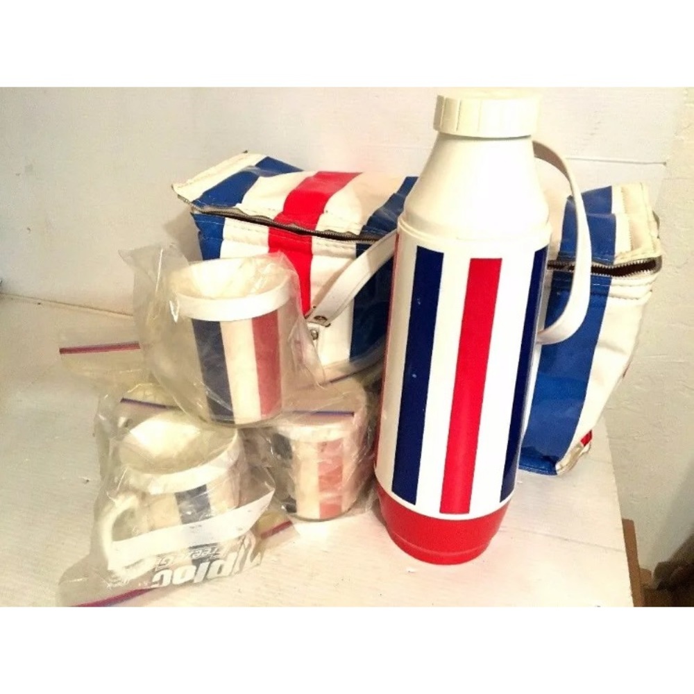 VINYL COOLER Lunch Box 60’s 70’s Vintage thermos